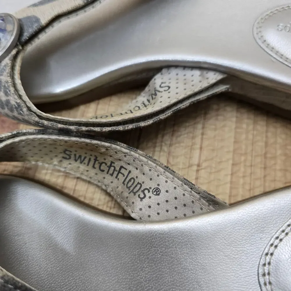 Lindsay Phillips Switchflops Silver Marie Thong Sandals Flip Flops Size 8